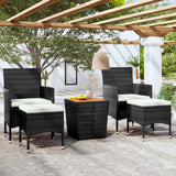 vidaXL 3-Piece Bistro Set Poly Rattan and Acacia Wood Black