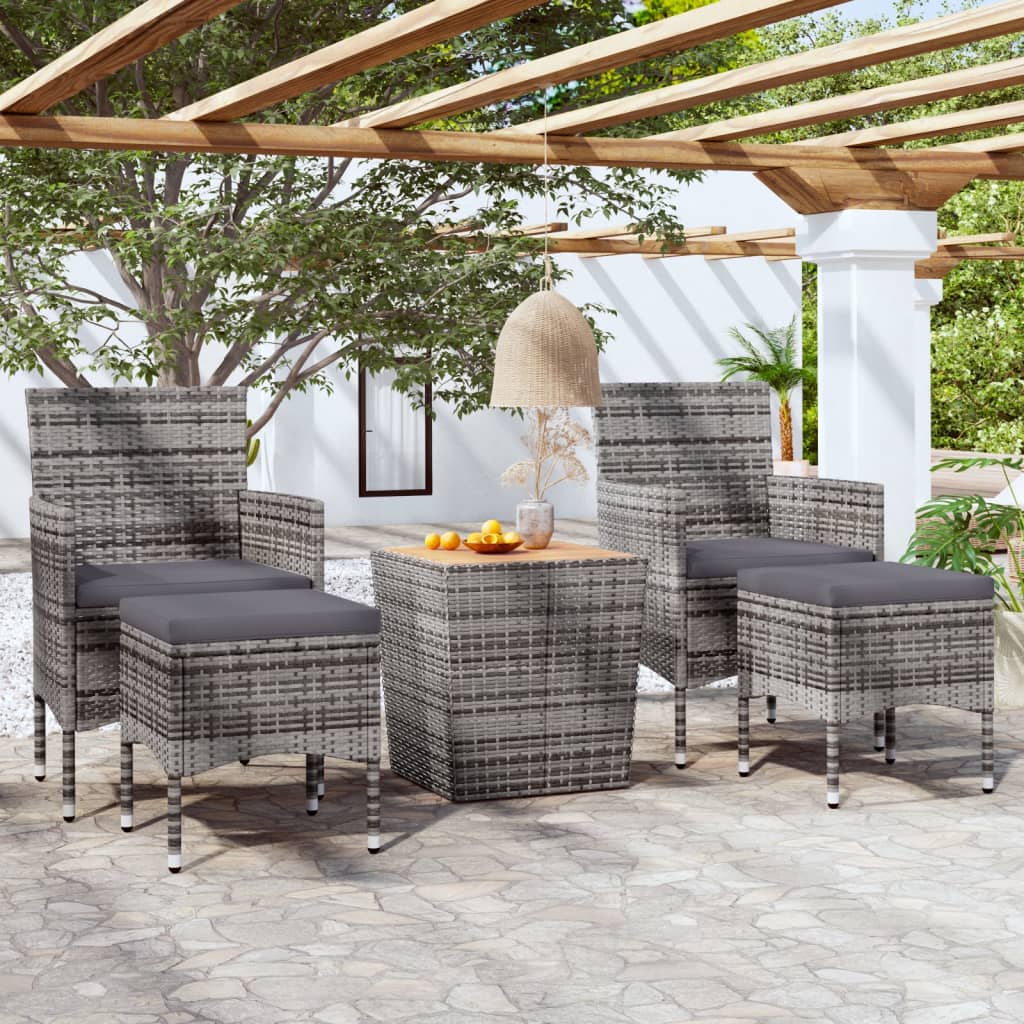 vidaXL 3-Piece Bistro Set Poly Rattan and Acacia Wood Black