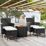 vidaXL 3-Piece Bistro Set Poly Rattan and Acacia Wood Black