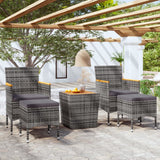 vidaXL 3-Piece Bistro Set Poly Rattan and Acacia Wood Black
