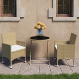 vidaXL 3-Piece Bistro Set Polyrattan and Tempered Glass Black