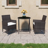 vidaXL 3-Piece Bistro Set Polyrattan and Tempered Glass Black