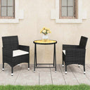 vidaXL 3-Piece Bistro Set Poly Rattan and Acacia Wood Black