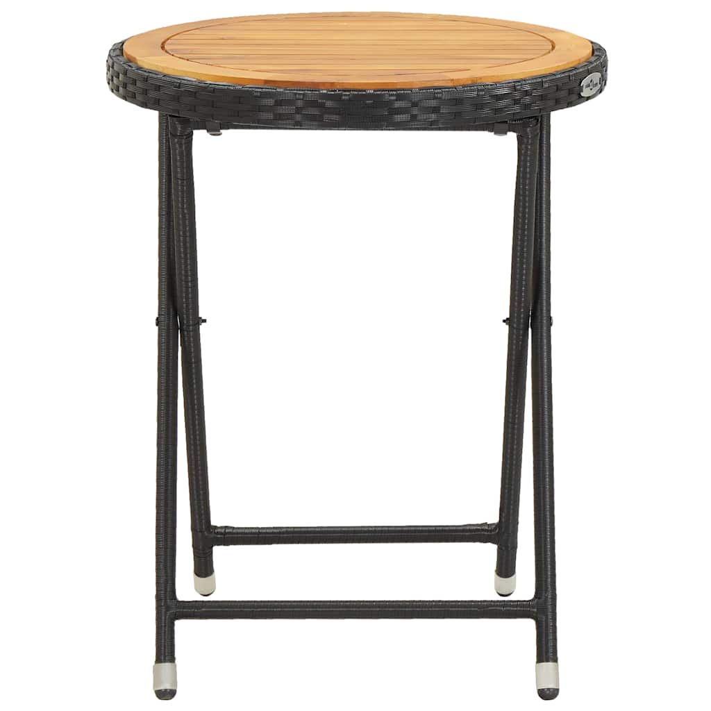 vidaXL 3-Piece Bistro Set Poly Rattan and Acacia Wood Black