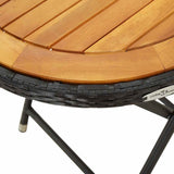 vidaXL 3-Piece Bistro Set Poly Rattan and Acacia Wood Black