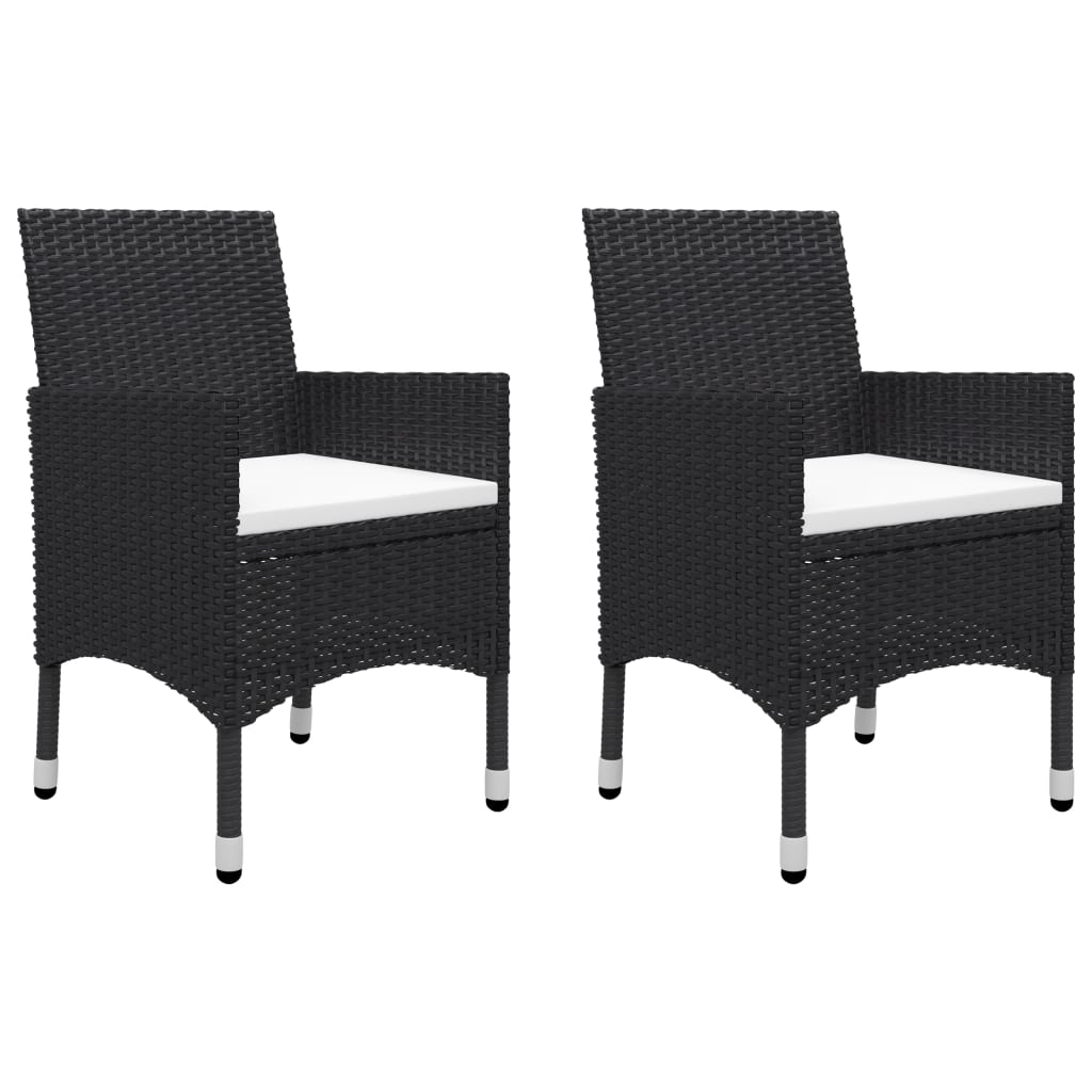 vidaXL 3-Piece Bistro Set Poly Rattan and Acacia Wood Black