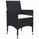 vidaXL 3-Piece Bistro Set Poly Rattan and Acacia Wood Black