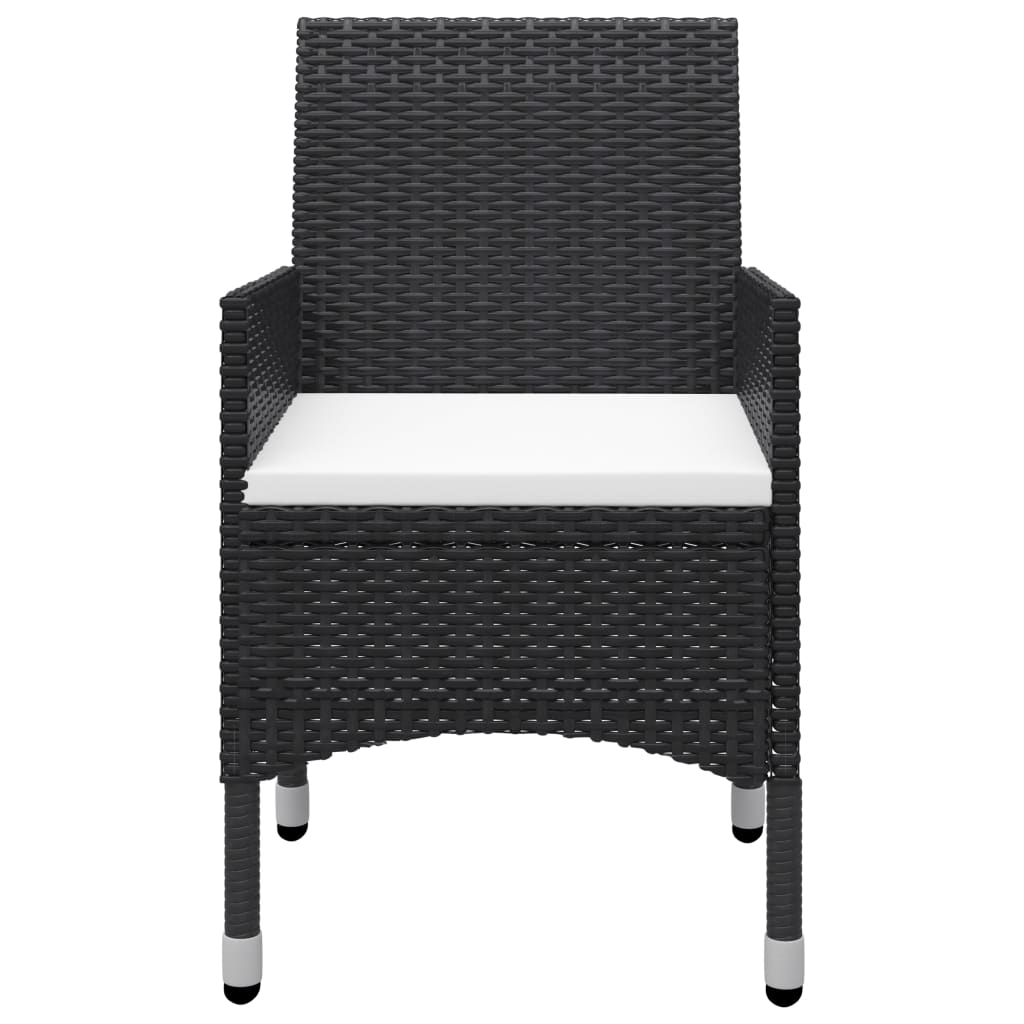 vidaXL 3-Piece Bistro Set Poly Rattan and Acacia Wood Black