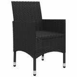 vidaXL 3-Piece Bistro Set Poly Rattan and Acacia Wood Black