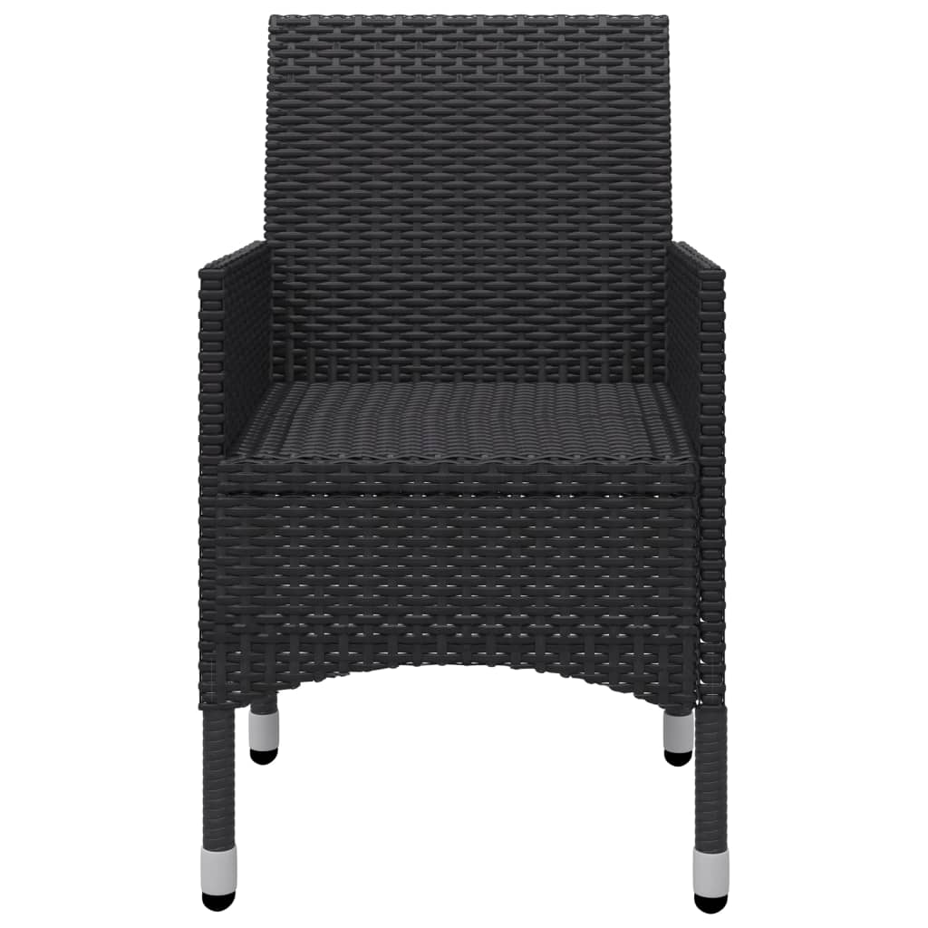 vidaXL 3-Piece Bistro Set Poly Rattan and Acacia Wood Black