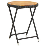 vidaXL 3-Piece Bistro Set Poly Rattan and Acacia Wood Black