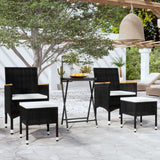 vidaXL 3-Piece Bistro Set Polyrattan and Tempered Glass Black