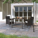 vidaXL 3-delige Tuinset poly rattan en gehard glas zwart