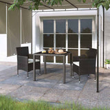 vidaXL 3-delige Tuinset poly rattan en gehard glas zwart