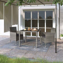 vidaXL 3-delige Tuinset poly rattan en gehard glas zwart