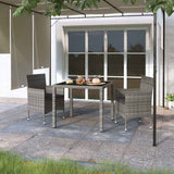 vidaXL 3-delige Tuinset poly rattan en gehard glas zwart