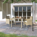 vidaXL 3-delige Tuinset poly rattan en gehard glas zwart