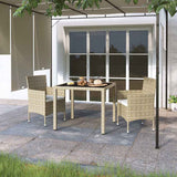 vidaXL 3-delige Tuinset poly rattan en gehard glas zwart