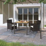 vidaXL 3-delige Tuinset poly rattan en gehard glas zwart