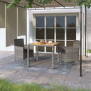 vidaXL 3-delige Tuinset poly rattan en gehard glas zwart