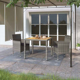 vidaXL 3-delige Tuinset poly rattan en gehard glas zwart
