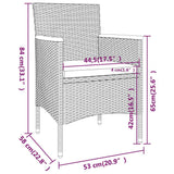 vidaXL 3-delige Tuinset poly rattan en gehard glas grijs