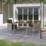 vidaXL 3-delige Tuinset poly rattan en gehard glas grijs