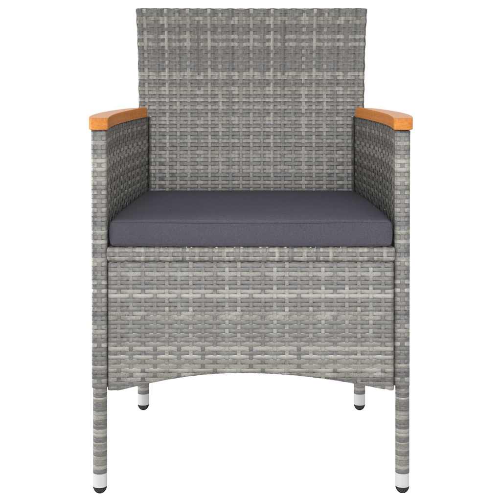 vidaXL 3-delige Tuinset poly rattan en gehard glas grijs