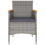 vidaXL 3-delige Tuinset poly rattan en gehard glas grijs