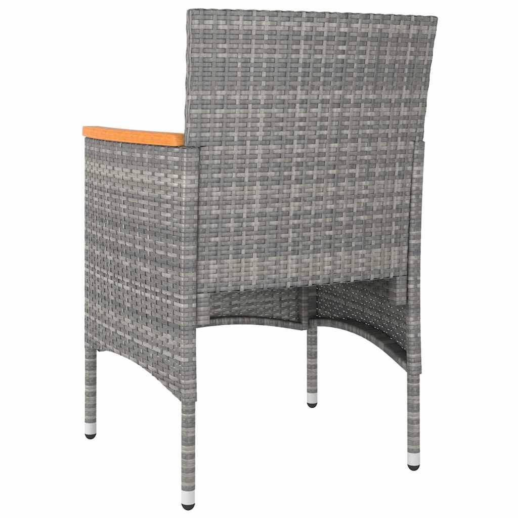 vidaXL 3-delige Tuinset poly rattan en gehard glas grijs