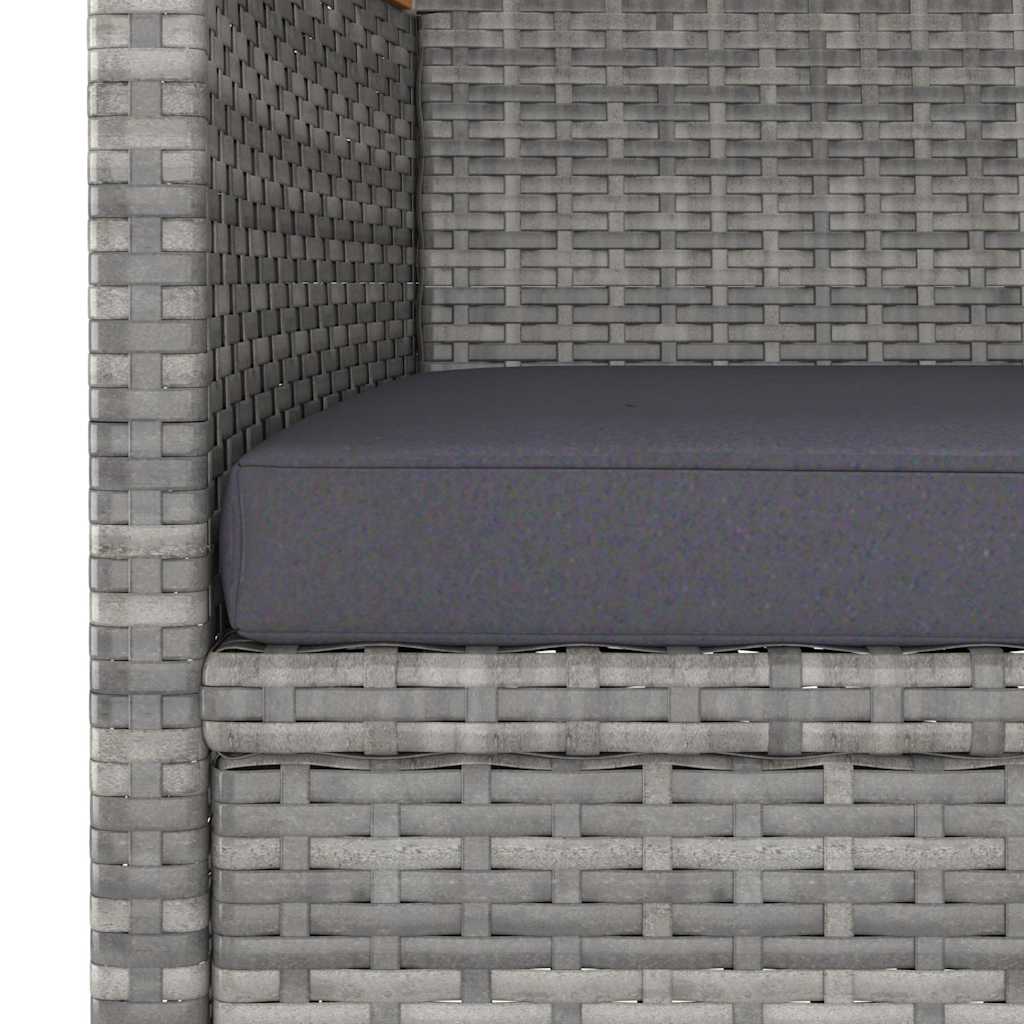 vidaXL 3-delige Tuinset poly rattan en gehard glas grijs