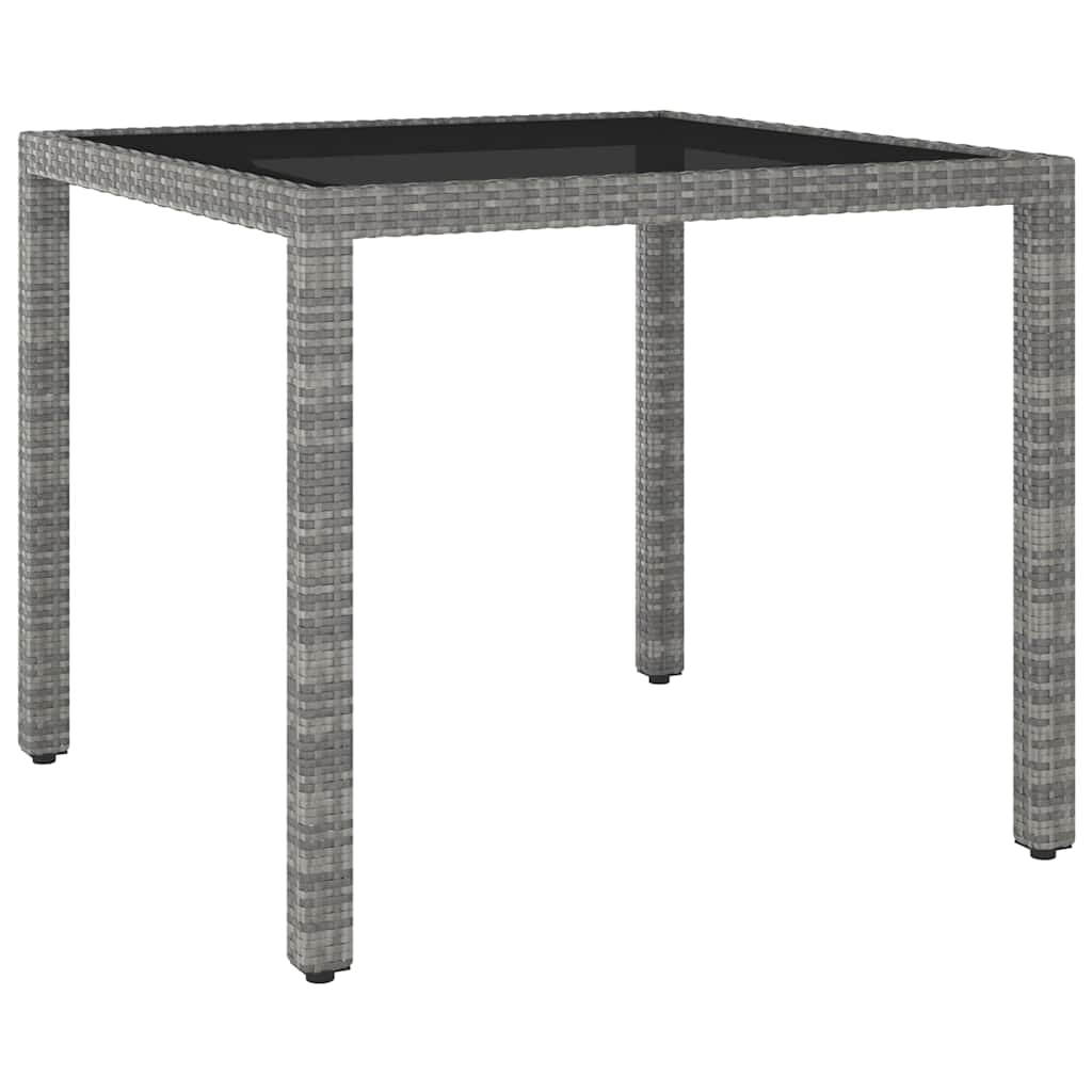 vidaXL 3-delige Tuinset poly rattan en gehard glas grijs