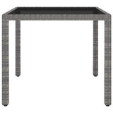 vidaXL 3-delige Tuinset poly rattan en gehard glas grijs