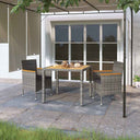 vidaXL 3-delige Tuinset poly rattan en gehard glas grijs
