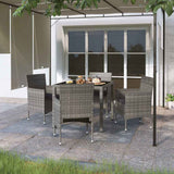 vidaXL 3-delige Tuinset poly rattan en gehard glas zwart