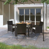 vidaXL 3-delige Tuinset poly rattan en gehard glas zwart