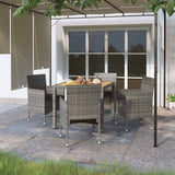 vidaXL 3-delige Tuinset poly rattan en gehard glas zwart