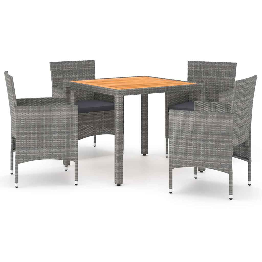 vidaXL 3-delige Tuinset poly rattan en gehard glas zwart