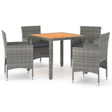 vidaXL 3-delige Tuinset poly rattan en gehard glas zwart
