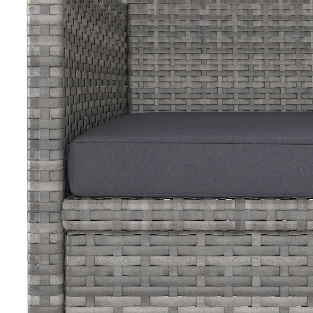 vidaXL 3-delige Tuinset poly rattan en gehard glas zwart