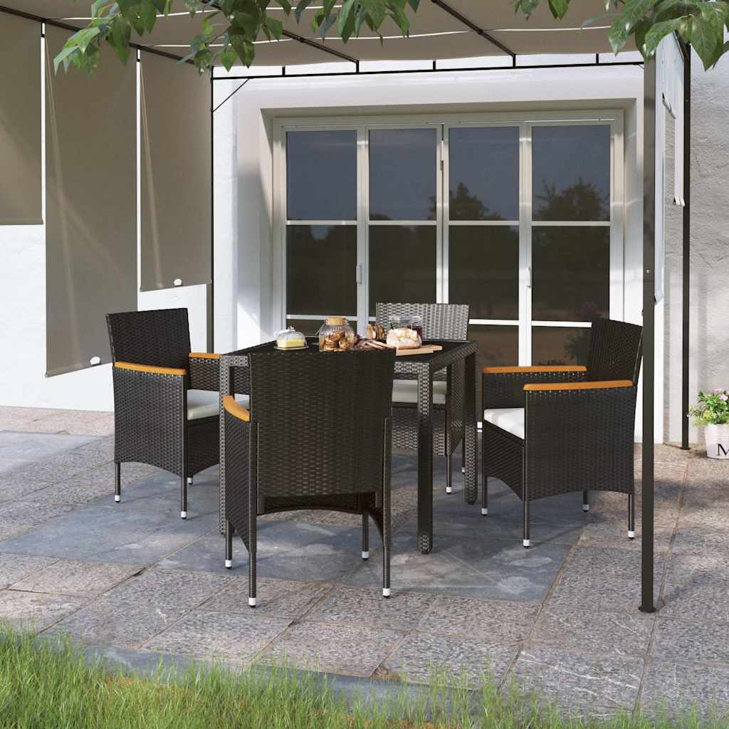 vidaXL 3-delige Tuinset poly rattan en gehard glas grijs