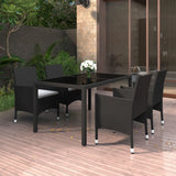 vidaXL Ensemble de jardin 5 pièces en poly rotin et verre dur noir