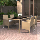 vidaXL Ensemble de jardin 5 pièces en poly rotin et verre dur noir