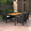 vidaXL 5-delige Tuinset poly rattan zwart
