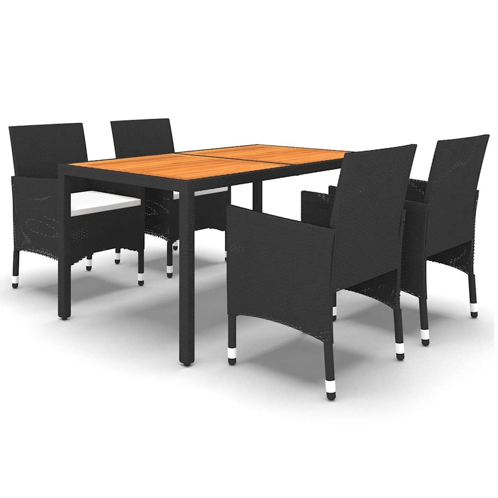 vidaXL 5-delige Tuinset poly rattan zwart
