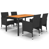 vidaXL 5-delige Tuinset poly rattan zwart