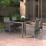 vidaXL 5-delige Tuinset poly rattan en gehard glas zwart
