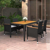 vidaXL 5-piece Garden Dining Set Poly Rattan Black