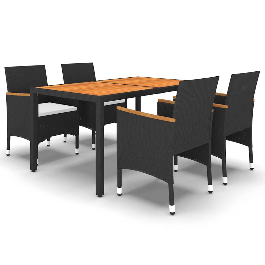 vidaXL 5-piece Garden Dining Set Poly Rattan Black