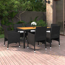 vidaXL 7-delige Tuinset poly rattan zwart